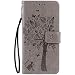 Produktbild Leder Hülle für iPhone 7 PLUS,Brieftasche Hülle für iPhone 8 PLUS,iPhone 7 PLUS / iPhone 8 PLUS Hülle Flip Case Wallet,Fanryn Retro Elegant Butterfly Schmetterling Baum Katze Muster Prägung PU Leder Ledercase Schutzhülle Handy Lanyard Strap Flip Tasche Wallet Case Cover Schutzhülle Etui Tasche Handytasche Hülle Standfunktion mit Kartenfächer Silikon Rückseite Cover für Apple iPhone 7 PLUS / iPhone 8 PLUS - Grau