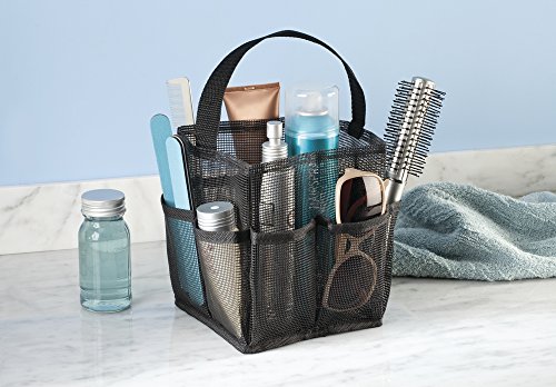 mDesign Shower Caddy – Netztasche für Badezimmeraccessoires – transportable Duschablage in schwarz - 2
