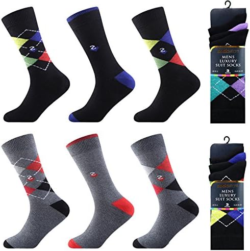 Mens Socks Cotton Rich 6/12 Pack Designers pattern Comfortable Breathable Socks (6-11) ARGYLE SOCKS 12 PACK