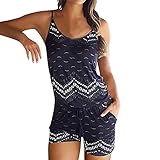 ❤️Damen Jumpsuits ,Frauen Schulterfrei Gürtel Rückenfrei Strampler Print Floral Jumpsuit Damen Jumpsuit Clubwear Overall mit Blumen Kurz Sommerkleider Strand Blumenmuster Overall Damen Sommer Kurz Hosen Elegant Overall Mini Playsuit Lace Jumpsuit Sommer Strandkleidung Bikini Cover Frauen Sexy One-Shoulder-Feste Overalls Breites Bein Lange Strampler Hose mit Gürtel Sommer Shorts Kurz Jumpsuits mit Taschen Damen Mode Mädchen Insgesamt Playsuit Jumpsuits