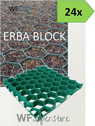 WUEFFE Grigliato salvaprato salvaverde in plastica carrabile Erba Block - 24 Pezzi