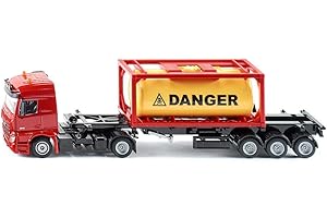 siku 3922, Camion Mercedes-Benz avec conteneur-citerne à cadre, 1:50, Métal/Plastique, Rouge, Avec 1 conteneur, Remorque amovible