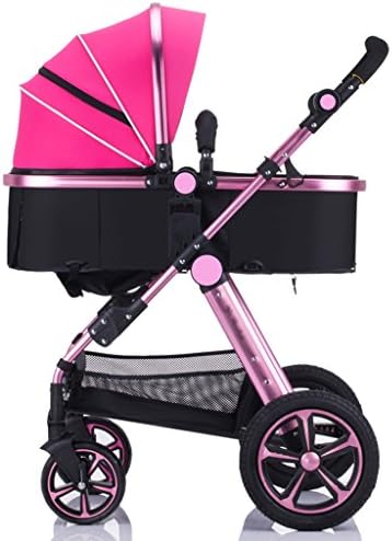 ERRU Baby Pushchairs Prams Folding Baby Stroller/Can Sit Lie Down Two-way Lightly Carrying Winter And Summer Dual Use Baby Trolley Rose Gold Color for parent who want fashion travel