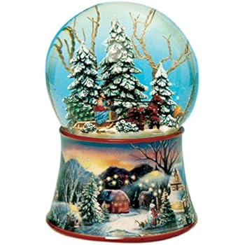 Thomas Kinkade Village Christmas Animated Musical Snow Globe #07-00022