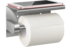 Porte Papier Toilette, Abree Porte Rouleau Papier toilettes sans percage Derouleur Papier WC mural, Acier Inoxydable 304, Adhésif 3 M Autocollant