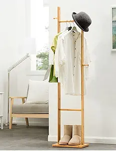 ANH MART Wooden Coat Rack Durable Wooden Clothes Rack Suitable for All Clothing Room Bedroom,Office Hotel as Hanger Tree or Floor Hanger. (Beige, Wood)