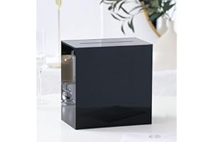 UNIQOOO Black Acrylic Wedding Card Box with Slot, Thick DIY Large 10x10x5.5 inch w/No Print, Wedding Receptions Wishing Well Money Box, Birthday, Memory Box, Suggestion Boxes, Acrylic Ballot Box