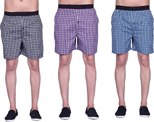 ZOLDY Pack Of 3 Multi Color Cotton Checked Boxers RS.349 (71.00% Off) - Amazon