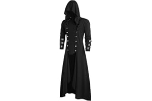 TMDD Mens Tailcoat Jacket Gothic Vampire Swallowtail Trench Coat Vintage Steampunk Outwear Fancy Dress Costume Halloween Party Cosplay Uniform, 12XL
