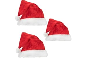 GENERICO D&D FAMILY Set da 3 di Cappello Babbo Natale in Peluche Morbido, Cappello Natale Unisex con Pompom e Tesa in Soffice Pelliccia, Cappelli Natalizi Perfetti per Feste, Eventi, Decorazioni e Regali 3Pz