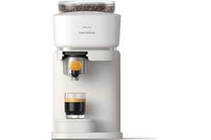 ‎PHILIPS Philips Baristina Espressomaschine - Real Espresso, made simple. Kompakte Kaffeemaschine, Naturweiß mit mangogelbem Siebträger, 16-bar-Pumpendruck, automatisches Mahlwerk, Cafe Crema (BAR300/03)