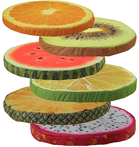 Frucht-Sitzkissen Dekokissen Stuhlkissen Zierkissen in verschiedene Motive (2er-Vorteilspaket, Melone) - 2
