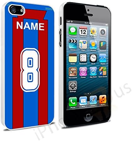 Crystal Palace Colours Personalised Football Shirt, Any Name, Any Number Snap-on Hard Back Case Cover for Apple iPhone 5 5s SE By iPhone R Us®