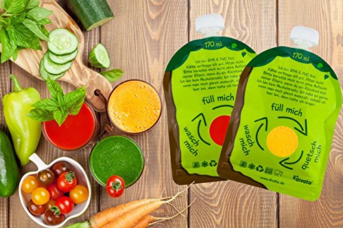 divata Quetschies 170ml (4er Pack), BPA-frei – wiederverwendbare Quetschbeutel zum selbst befüllen mit u.a. Yoghurt, Smoothies, Mus. Ideal für Kita- & Schul-Kinder - 3