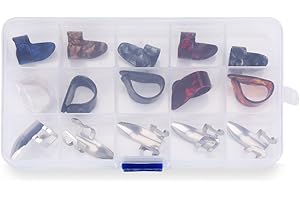 VBESTLIFE Guitar Finger Pick, 15Pcs DIY Thumb Forefinger Finger Picks Protector Accessory avec Bo?te de rangement pour guitare,Accessoires universels pour guitare