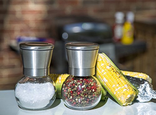 Elegante Salz & Pfeffermühlen Set – Edelstahl Gewürzmühle, runder Glaskörper, Einstellbares Keramik-Mahlwerk – Geeignet für Pfefferkörner, Meersalz, Himalaya-Salz, Gewürze & Gewürzmischungen – Tessani. - 3