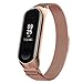 Produktbild XIHAMA Armband für Xiaomi mi Band 3, Edelstahl Metall Ersatzband Fitness Sport Bänder,Milanese Loop Uhrenarmband mit Magnetverschluss für Xiaomi Mi Band 3 (L, Rose Gold)
