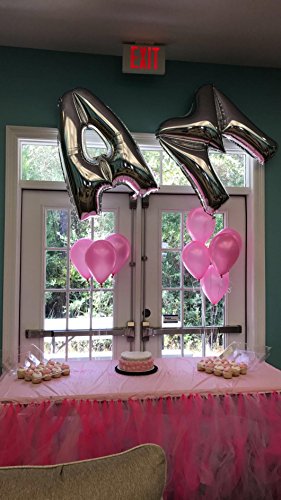 Glanzzeit 80cm Silber Luftballons Buchstaben A zu Z Zahlen 0 zu 9 Geburtstag Hochzeit Jubiläum Babyparty Deko Ballons - 4