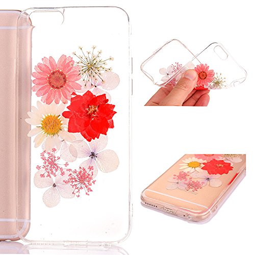iPhone SE Hülle,iPhone 5S Hülle TPU Case Schutzhülle Silikon Case,3D Kreative Ultra Slim Soft Licht Klar Transparent Silikon Gel Gomma TPU Hülle Case für iPhone SE/5S/5,Personalized 3D Effect Handmade Flowers TPU Silikon Schutz Handy Hülle Case Tasche Etui Bumper für Apple iPhone SE/5S/5