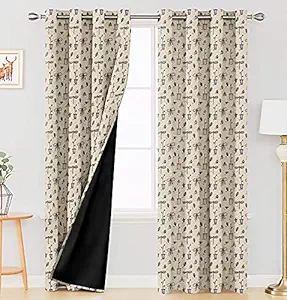 Ultimate Trends Premium Polyester Digital Printed Fancy Kids Room 90% Room Darkening Curtains for Door, 7 feet, Pack of 2 Piece ,Beige, (UTCR-1455_BC_D)