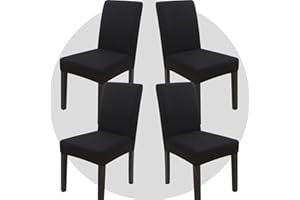 ZHILING Stuhlhussen Bezüge Set von 4 Super Fit Stretch abnehmbare waschbare Esszimmerstuhl Protector Cover Sitzbezug für Hotel, Esszimmer, Zeremonie, Bankett Hochzeitsfeier(Schwarz)