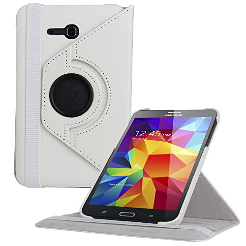 EnGive 360° Drehbares Ledertasche Schutzhülle Leder Tasche Samsung Galaxy Tab 3 7.0 Lite T110 T111 (7 Zoll) Hülle (Samsung Galaxy Tab 3 7.0 Lite, Weiß)