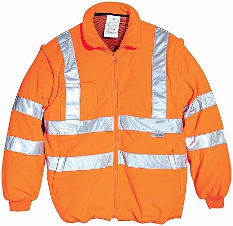 High visibility jumper in fl eece material, detachable sleeves, 100% polyester size 3XL