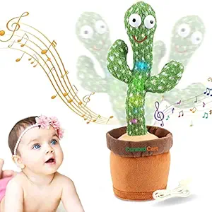 Curated Cart Dancing Cactus Toy , Talking Cactus Toy , Singing + Recording + Dance + Sing , Wriggle Dancing Cactus Repeat What You Say and Sing Electronic Cactus Toy Decor for Kids / Boys / Girls with USB charger