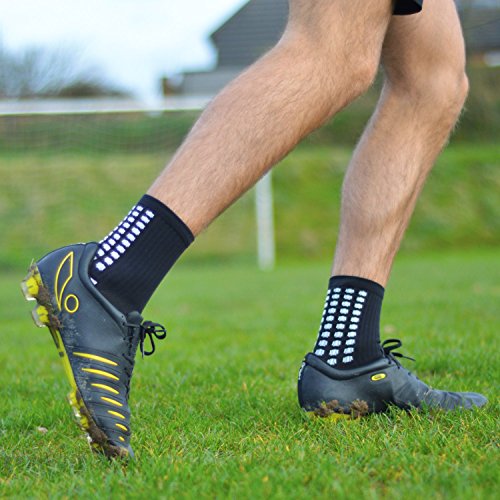 Rutschfeste Fußball-Socken, rutschfeste Sport-Socken, mit Gummi-Noppen, im trusox-/tocksox-Stil, hohe Qualität, für Basketball, Fußball, Wandern, Laufen, erhältlich in weiß, schwarz, rot, blau schwarz schwarz UK 5.5 – 11 - 3