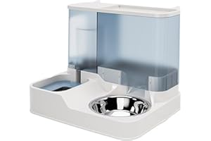 BURLOE Haustier Automatischer Wasserspender, 2 in 1 Groß Automatischer Trockenfutter Spender Wasserspender Für Hunde Katze 2.8L Futterautomaten+1L Tränken,Blau