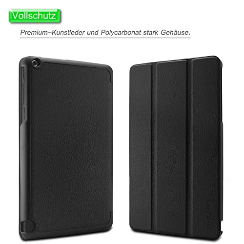 Infiland NVIDIA SHIELD Tablet K1 / NVIDIA SHIELD Tablet Hülle Case-Ultra Dünn Tri-Fold Smart-Muschel PU Leder Ultra Schlank Superleicht Ständer Smart Shell Cover Schutzhülle Etui Tasche für 2015 NVIDIA SHIELD Tablet K1 (Newest Version) / 2014 NVIDIA Shield 2 Tablet (8 Zoll)(mit Auto Schlaf / Wach Funktion)(Schwarz) - 2