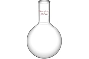 stonylab Ballon Fond Rond, Ballon de Distillation à Fond Rond en Verre Borosilicate RBF à Col Long, Round Bottom Flask Ballon de Laboratoire - 500ml