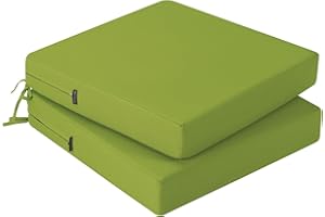 PRIMEPATIO Outdoor Chair Cushions Set of 2, Thick 7cm, Patio Chair Cushions for Outdoor Furniture Waterproof with Ties, Outdoor Seat Cushion, Patio Chair Pads Dining Chair, 40 x 40 x 7cm, Green
