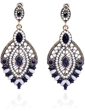 Lureme Mode Beads Schmuck Aushöhlen Design Gold Tone with Kristall Water Fallen Pendant Dangle Ohrringe for Women...