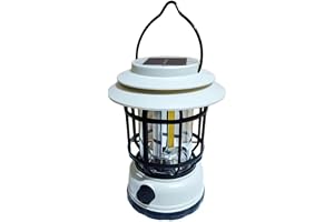 Vintage LED Camping Lights, batteridriven, solcellsdriven, USB-laddningsbar tre stilar. Bärbar vattentät hängande tältlampa för vandring, fiske, resor (white, Solar Model)
