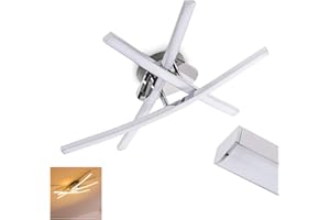 hofstein LED Ceiling Light Atom in Chromed Metal, Room lamp with 3 Adjustable Light Elements, Warm White Light, Designer luminaire for Modern Spaces