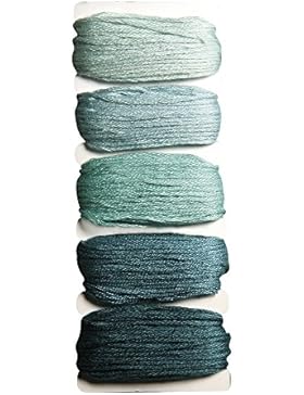Rayher 53564407 Baumwoll- Garn Stitch&Knot , 5 Farben je 10m in SB-Btl, blaugrün