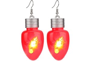 IMINI Cute Christmas LED Lights Dangling Hook Stud Earrings for Women Teen Girls Santa Claus Christmas Tree Colorful Bulbs Dangle Drop Light Up Glowing In The Dark Fashion Xmas Jewelry Gifts