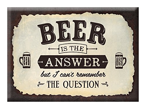 Grafik Werkstatt Bielefeld Graphique Atelier 60375 Vintage Art Beer is The Answer But I Can't Remember The Question Aimant, métal, Multicolore, 9 x 6,5 cm