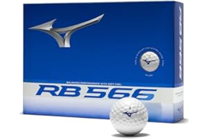 Mizuno RB 566 Golf Balls 12 Pack | Soft Distance Golf Balls for Men & Women | Long Flight, Low Spin, High Launch | Durable Cover with 566 Dimple Design