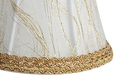 Splink 2 Pcs Lampenschirm E12/E14 Handgemacht Stoff Stehlampe Tischlampenschirm mit Gold Trim Vintage Barockstil - 4