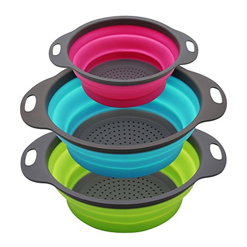 Juego de 3 coladores plegables de cocina