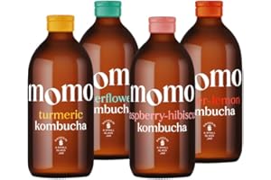 24 x Fresh 330ml Bottles MOMO Kombucha Drink Organic - Kombucha Tea Probiotic Drink - Variety