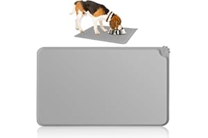 NOVSTUF Silikon Futtermatten für Haustiere, Katzenplatzmatten Napfunterlage Gummimatte Haustier Fütterung Matte Antirutschmatte wasserdichte Katzennapfmatten Leicht Reinigen 48×30CM, Hellgrau