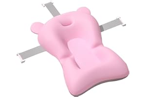 LES-THERESA Baby Bath Cushion Pad Newborn Bathtub Non-Slip Bathtub Mat Pad for Newborn, Baby Bath Insert Support Quick Dry Infant Bath Support Seat Pillows for Tub Soft(Pink)