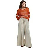KOTTY Women's Wide-Leg Trouser|Palazzo Pants|High Waist Flowy Trousers with Drawstring|Lightweight Casual & Travel Wear|Women