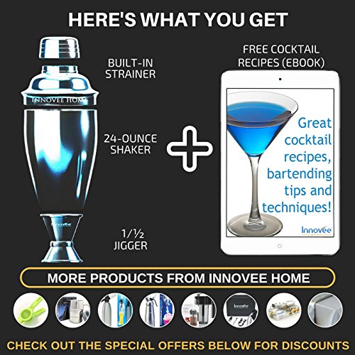 Innovee Cocktailshaker Set – Premium Bar Kit mit kostenlosem Messbecher und Cocktailrezepte Ebook – 0,7L Professioneller Edelstahl Cocktail Shaker – Mixer mit Sieb - 7