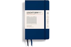 Leuchtturm1917 (342919 Notebook Pocket (A6), Hardcover, 187 numbered pages, Squared, Navy