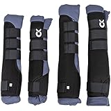 Cajou 4 Stück Transportgamaschen Warmblut mit 2 Sets Pads passende Einlagen zum Wechseln (8 Einlagen) Stallgamaschen Gamaschen Pferdegamaschen