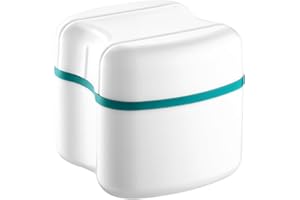 Rosenice Zahnspangendose mit Sieb, Zahnspangendose, Tragbare Prothesendose Abdeckung, Doppelschichtiger Hohler Abfluss, Zahnrettungsbox für Zahnspangen, Zahnschutz Sport, Prothesen (Grün)